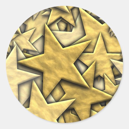 Gold Stars Ronde Sticker (Voorkant)