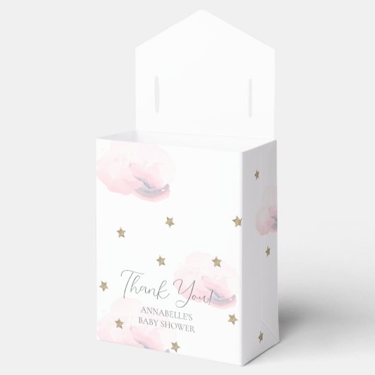 Gold Stars & Roze Clouds Baby shower Bedankdoosjes (Geopend)