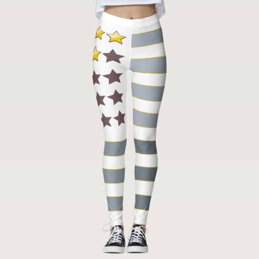 Gold Stars Silver Stripes Leggings (Voorkant)