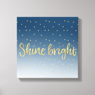Gold Stars Sky Shine Bright Canvas Afdruk