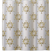 Gold Stars voor zilveren kerstmis Douchegordijn (Voorkant)