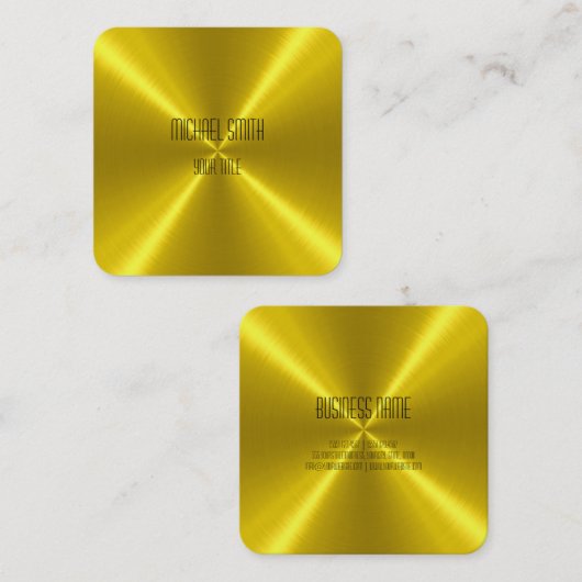 Gold Steel Metallic Vierkante Visitekaartje (Voorkant / Achterkant)