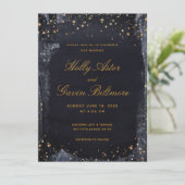 Gold Sterrennacht Wedding Kaart (Staand voorkant)