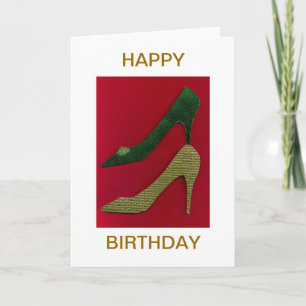 Gold Stiletto Hiel Shoes Happy Birthday Card Kaart