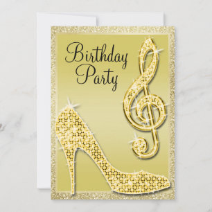 Gold Stiletto & Treble Clef Invitation d'anniversa