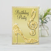 Gold Stiletto & Treble Clef Invitation d'anniversa (Debout devant)