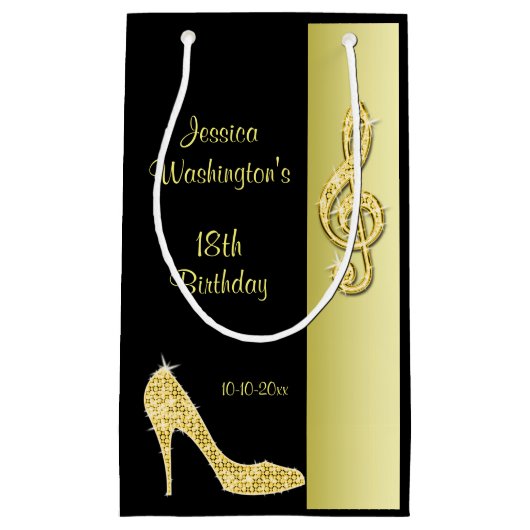 Gold Stiletto & Treble Cleft 18th Birthday Party Klein Cadeauzakje (Voorkant)