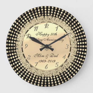 Gold Stippen, Black 50th Wedding Jubileum Grote Klok