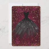 Gold Stippen, Black Dress Burgundy Quinceañera Kaart (Achterkant)
