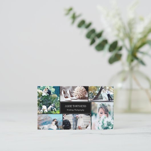 Gold Stippen Black Fotocollage fotograaf Visitekaartje (Staand voorkant)