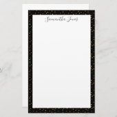 Gold Stippen Black Pattern Metallic | Gepersonalis Briefpapier (Voorkant / Achterkant)