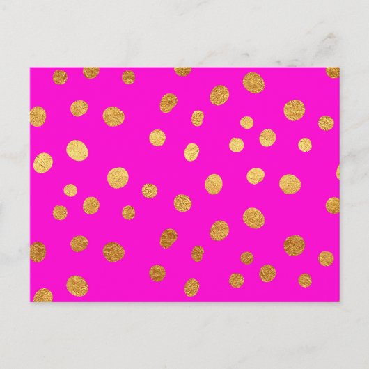Gold Stippen Faux Foil Hot Pink Magenta Pattern Briefkaart (Voorkant)