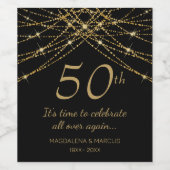 Gold String Bruiloft Jubileum Wijn Etiket (Enkel label)