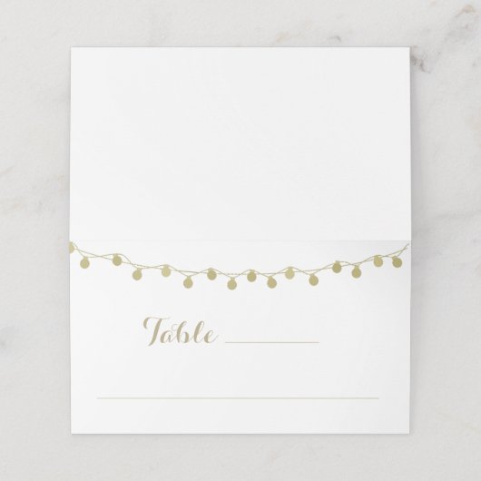 Gold String Lights Diner Mariage Cartes de place (Extérieur déplié)