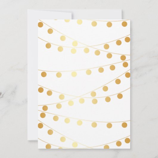 Gold String Lights Modern White Engagement Party Kaart (Achterkant)