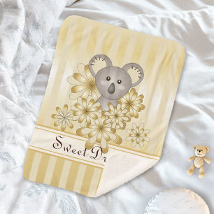 Gold Stripe Cute Baby Koala Sherpa Deken