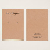 Gold Stripe Kraft Earring Display Holder Visitekaartje (Voorkant /achterkant)