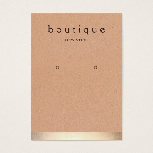 Gold Stripe Kraft Earring Display Holder Visitekaartje (Voorkant)