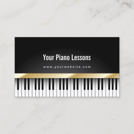 Gold Stripe Piano Lessons Dark Visitekaartje (Voorkant)