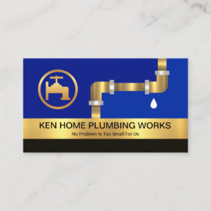 Gold Stripe Plumbing Pipes Plumber Service Visitekaartje