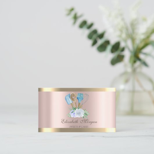 Gold Stripe Roos Gold Bakery Hand Tools Visitekaartje (Staand voorkant)