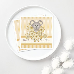 Gold Stripe Schattige Koala Baby shower / Kinderve Servet