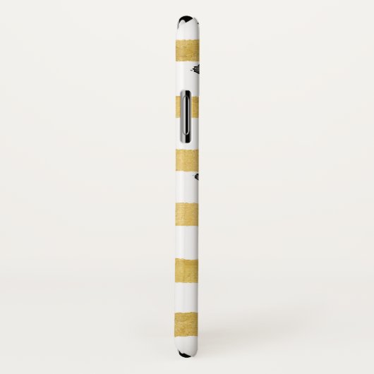 Gold Striped & Black Stippen Monogram Case-Mate iPhone Case (Achterkant / rechts)