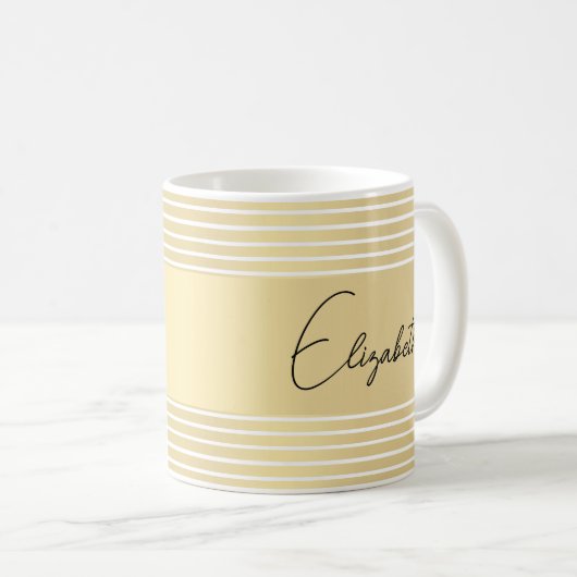 Gold Striped Custom Script Name Sjabloon Koffiemok (Voorkant rechts)
