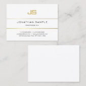 Gold Striped Elegant Monogram Design Trendy Plain Visitekaartje (Voorkant / Achterkant)