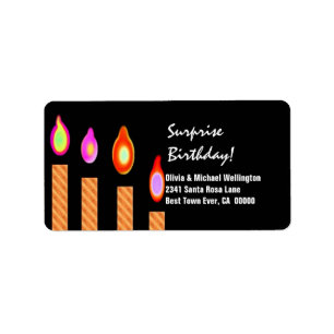 Gold Striped Kandles Surprise Birthday Etiket
