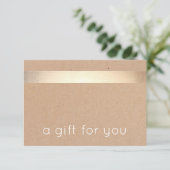 Gold Striped Kraft Tan Cardboard Cadeaubon (Staand voorkant)