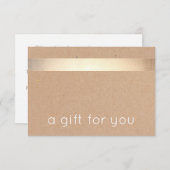 Gold Striped Kraft Tan Cardboard Cadeaubon (Voorkant / Achterkant)