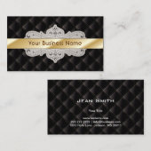 Gold Striped Luxury Diamond Black Visitekaartje (Voorkant / Achterkant)