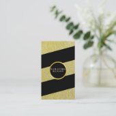 Gold Striped Pattern Yoga Instructor Visitekaartje (Staand voorkant)