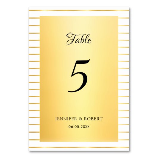 Gold Striped Sjabloon Elegant script gecalligrafee Kaart (Voorkant)