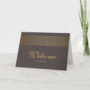 Gold Striped Sleek White-welkomstkaart Kaart