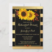 Gold Striped Sunflower Rehearings Dinner Invitatio Kaart (Voorkant)