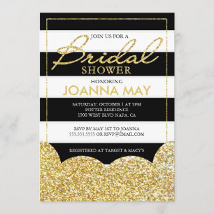 Gold Stripes Bridal Shower-uitnodiging Kaart