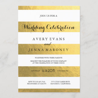 Gold Stripes Élégante invitation de mariage
