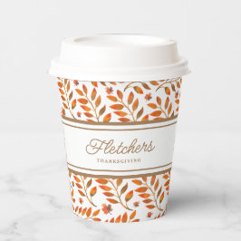 Gold Stripes & Fall Leaves Botanisch Papieren Bekers