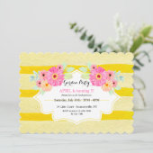 Gold Stripes Floral Invitation Anniversaire (Debout devant)