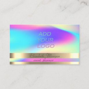 Gold Stripes Ombre Holographic Voeg uw Logo toe Visitekaartje