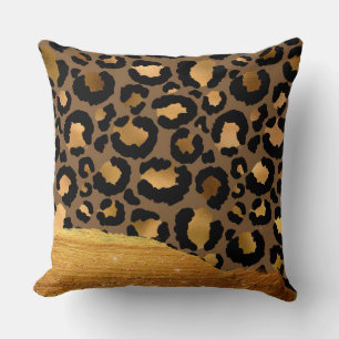 Gold Stripes op Metal Glamor Cheetah Skin Kussen