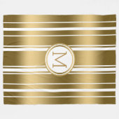 Gold Stripes Patroon Aangepaste witte achtergrond  Fleece Deken (Voorkant (Horizontaal))