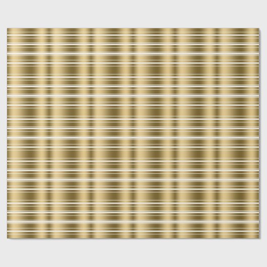 Gold Stripes Pattern - Aangepaste witte achtergron Cadeaupapier (Vlak)