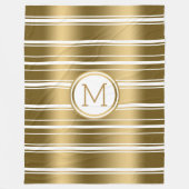 Gold Stripes Pattern - Aangepaste witte achtergron Fleece Deken (Voorkant)