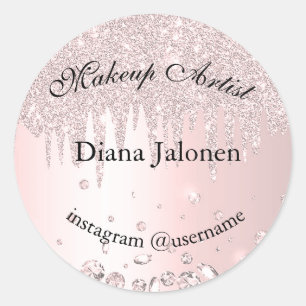 Gold Strokes Marble Beauty Shop Roos Spa Makeup Ronde Sticker