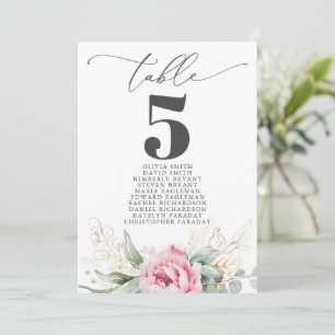 Gold Succulents Greenery Pink Floral Table Number Kaart
