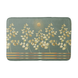 Gold Sun Branches Leaves Bath Mat