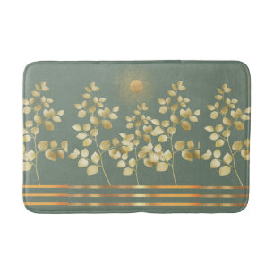 Gold Sun Branches Leaves Bath Mat